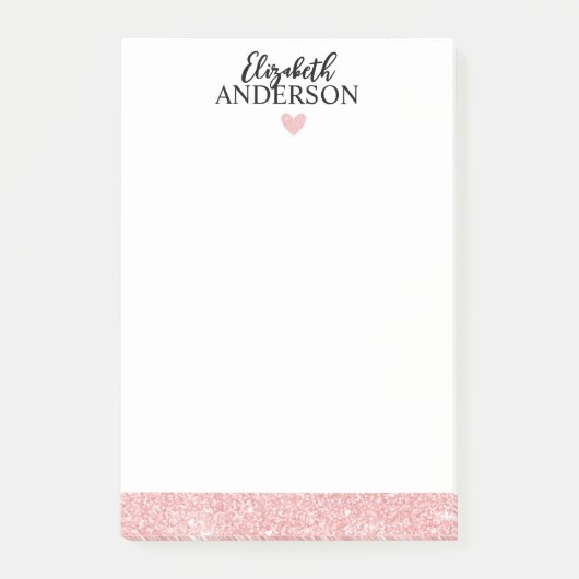 Aangepaste elegante roze glitter post-it® notes (Voorkant)