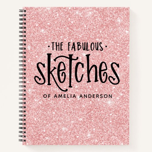 Aangepaste elegante roze glitter-zakboeklaptop notitieboek (Voorkant)