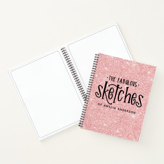 Aangepaste elegante roze glitter-zakboeklaptop notitieboek (Binnen)