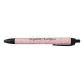 Aangepaste elegante roze glitter zwarte inkt pen (Bodem)