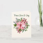 Aangepaste Elegante Roze Poinsettia Kerst Kaart (Voorkant)