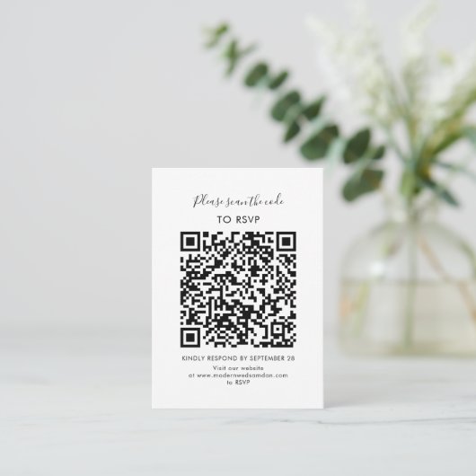 Aangepaste elegante RSVP QR-codebehuizing Kaart (Staand voorkant)