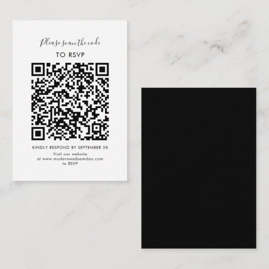Aangepaste elegante RSVP QR-codebehuizing Kaart (Voorkant / Achterkant)
