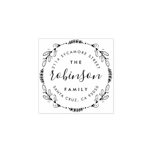 Aangepaste Elegante Rustieke Familienaam Retouradr Rubberstempel (Afrduk)