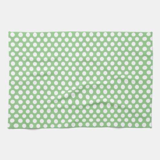 Aangepaste Elegante Rustieke Polka Dots Groene Sja Theedoek (Horizontaal)