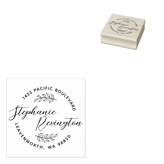 Aangepaste elegante script- en klauterbladeren | A Rubberstempel (Gestempeld)