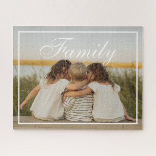Aangepaste Elegante Script Familie Foto Legpuzzel
