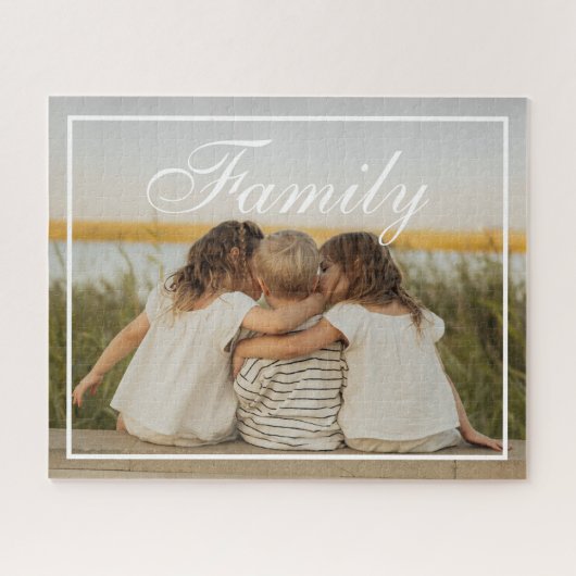 Aangepaste Elegante Script Familie Foto Legpuzzel (Horizontaal)