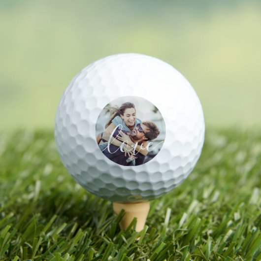 Aangepaste Elegante Script Love Photo Golfballen (Insitu Shirt)