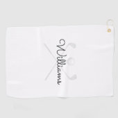 Aangepaste Elegante Script Naam Golfclubs Golfhanddoek (Horizontaal)