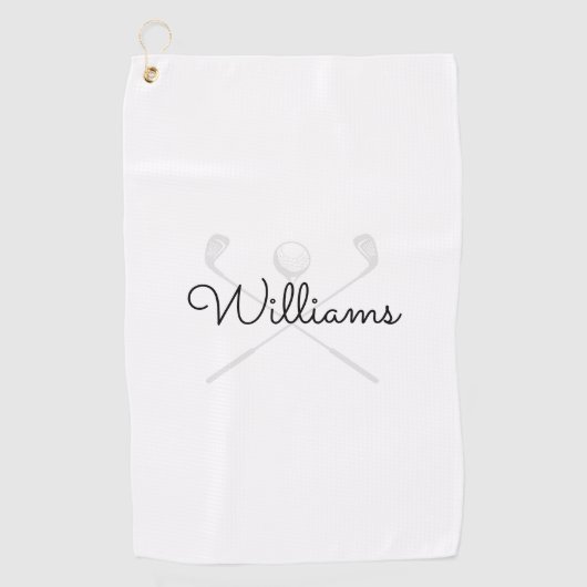 Aangepaste Elegante Script Naam Golfclubs Golfhanddoek (Voorkant)