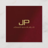 Aangepaste Elegante Sjabloon Gold Text Monogram Ro Vierkante Visitekaartje (Voorkant)