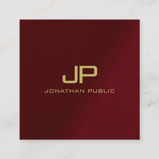 Aangepaste Elegante Sjabloon Gold Text Monogram Ro Vierkante Visitekaartje (Voorkant)