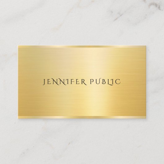 Aangepaste Elegante Sjabloon Modern Faux Gold Visitekaartje (Voorkant)