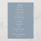 Aangepaste Elegante Stoffige Blauwe Kalligrafie Br Menu (Voorkant)