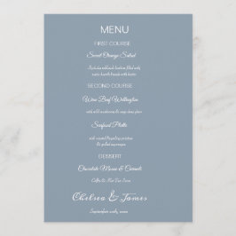 Aangepaste Elegante Stoffige Blauwe Kalligrafie Br Menu