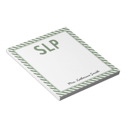 Aangepaste Elegante Strepen SLP Speech Patholoog Notitieblok (Schuin)