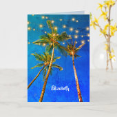 Aangepaste Elegante tropische palmbomen String Lig Kaart (Gele Bloem)