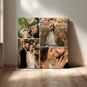 Aangepaste Elegante Trouwfamilie Fotocollage Canvas Afdruk