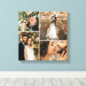 Aangepaste Elegante Trouwfoto Familiefotocollage Canvas Afdruk (Insitu (Houten vloer))