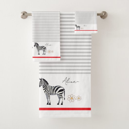 Aangepaste elegante unieke Zebra Stripes Bad Handdoek (Insitu)