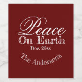 Aangepaste elegante vakantie rood minimalistisch wijn etiket (Enkel label)