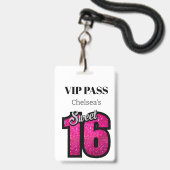 Aangepaste Elegante Verjaardag Witte Sweet 16 VIP Badge (Voorzijde met lanyard)