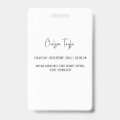 Aangepaste Elegante Verjaardag Witte Sweet 16 VIP Badge (Achterkant)