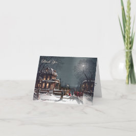 Aangepaste Elegante Victoriaanse Kerstavond Scene Bedankkaart