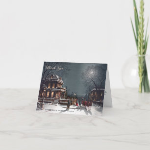 Aangepaste Elegante Victoriaanse Kerstavond Scene Bedankkaart
