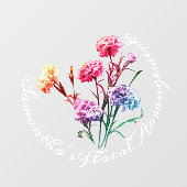 Aangepaste Elegante Vintage Bloemige Pastel Anjer Raamsticker (Vel)