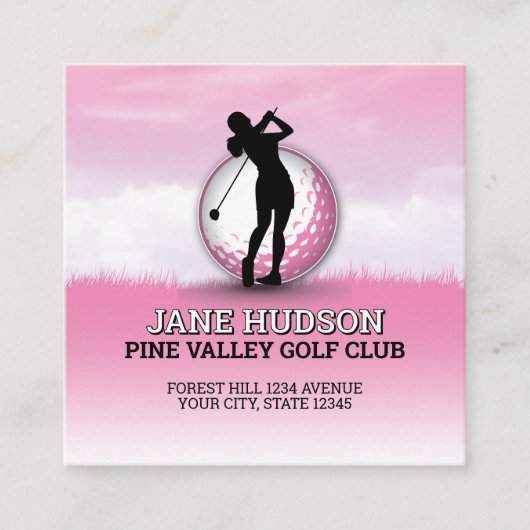 Aangepaste Elegante Vrouwen Golfer Monogram Ontwer Informatiekaartje (Voorkant)
