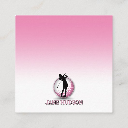 Aangepaste Elegante Vrouwen Golfer Monogram Ontwer Informatiekaartje (Achterkant)