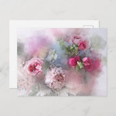 Aangepaste elegante Waterverf Art Moderne Rozen Uitnodiging Briefkaart (Voorkant / Achterkant)