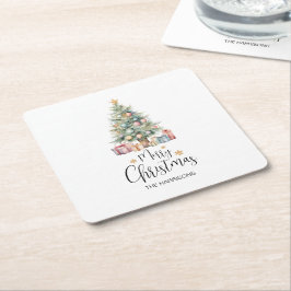 Aangepaste Elegante Waterverf Kerstboom Kartonnen Onderzetters