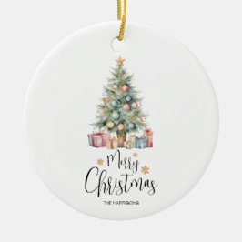 Aangepaste Elegante Waterverf Kerstboom Keramisch Ornament