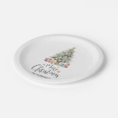 Aangepaste Elegante Waterverf Kerstboom Papieren Bordje (Gekanteld)