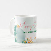 Aangepaste Elegante Waterverf Vrolijk Kerstfeest Koffiemok (Voorkant links)