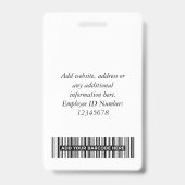 Aangepaste Elegante Werknemersfoto, BarCode, Logo, Badge (Achterkant)