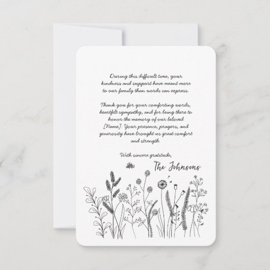 Aangepaste Elegante Wilde Bloem Funeral Bedankkaar Bedankkaart (Voorkant)