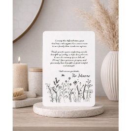 Aangepaste Elegante Wilde Bloem Funeral Bedankkaar Bedankkaart