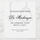 Aangepaste elegante witte doktersjas gefeliciteerd wijn etiket (Enkel label)
