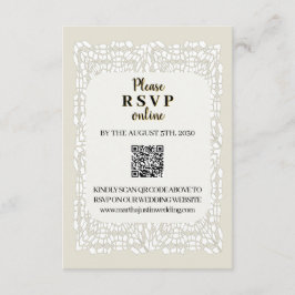 Aangepaste elegante witte kant QR code Enclosure K Informatiekaartje