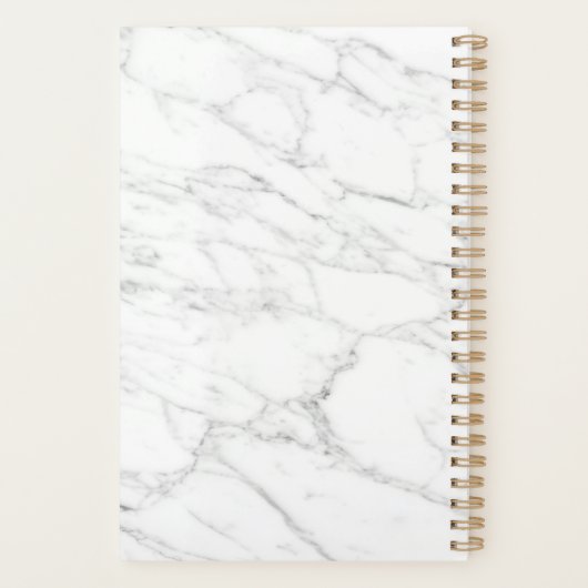 Aangepaste elegante witte marmeren steen gouden sp planner (Achterkant)