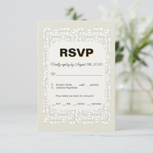 Aangepaste elegante witte RSVP-kaart voor bruiloft RSVP Kaartje (Staand voorkant)