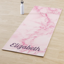 Aangepaste, elegante, zachte roze marmersteenafdru yogamat