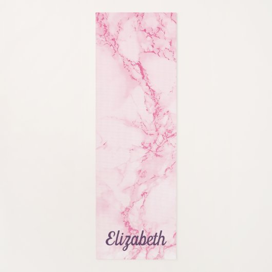 Aangepaste, elegante, zachte roze marmersteenafdru yogamat (Voorkant)