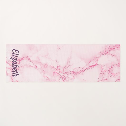 Aangepaste, elegante, zachte roze marmersteenafdru yogamat (Voorkant (horizontaal))