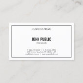Aangepaste Elegante Zwart & Wit Eenvoudige Sjabloo Visitekaartje (Achterkant)