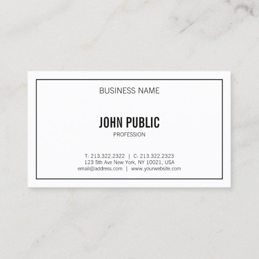 Aangepaste Elegante Zwart & Wit Eenvoudige Sjabloo Visitekaartje (Achterkant)